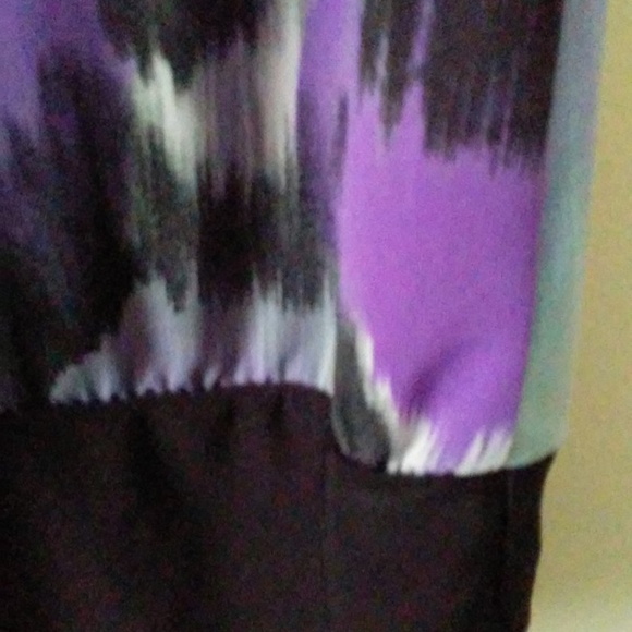 Summer Blouse Size S/M Nylon Top Purple Black Womens Sleeveless Tunic Kiwi Brand - Picture 5 of 8